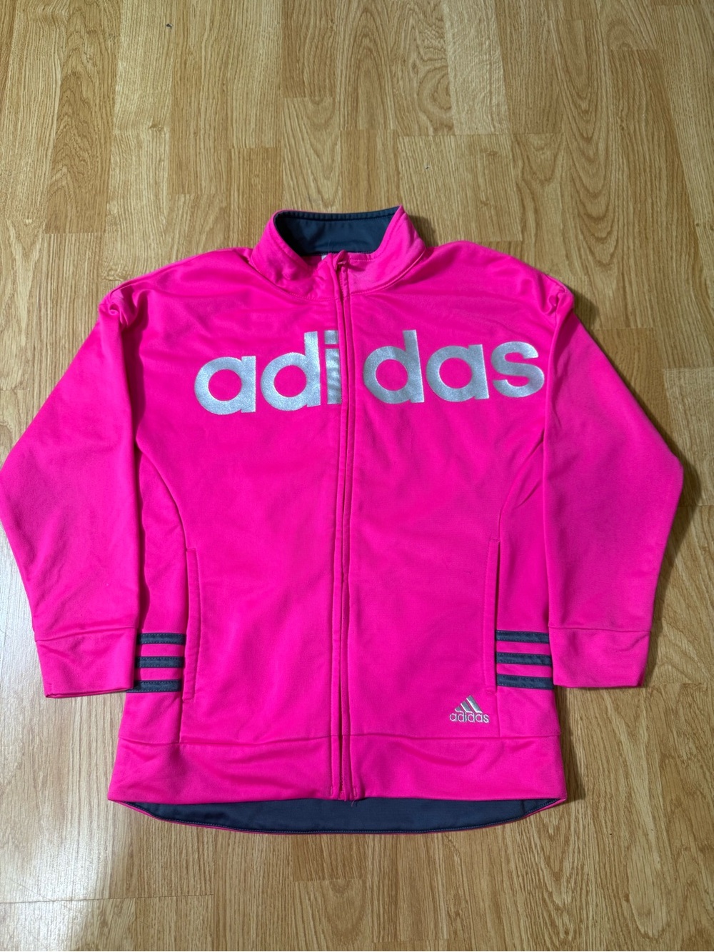 Adidas Toddler Girls Pink Full Zip Jacket Track Athletic Logo Lightweight - 8/10